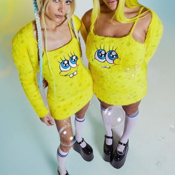 DOLLS KILL SPONGEBOB SQUAREPANTS Soak Up My Love Dress & Shrug - Picture 2 of 3